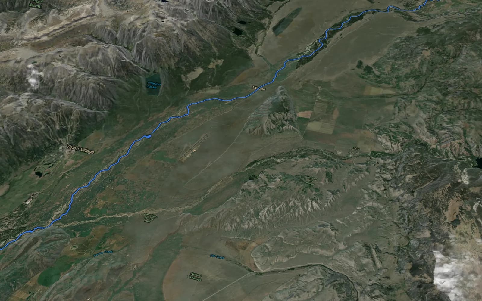 3D terrain map of the Snake River beneath the Tetons